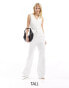 Фото #1 товара 4th & Reckless Tall exclusive tailored linen look wide leg trousers co-ord in white