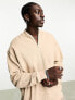 Фото #2 товара ASOS DESIGN oversized half zip baseball sweatshirt in beige pique