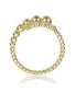 ფოტო #2 პროდუქტის Sterling Silver 14k Gold Plated Cubic Zirconia Curved Coiled Beaded Stack Ring