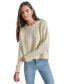 ფოტო #1 პროდუქტის Women's Metallic Cable Knit Crewneck Sweater