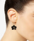 Gold-Tone Black Flower Drop Earrings