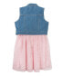 ფოტო #5 პროდუქტის Big Girls Denim Vest and Embroidered Dress Outfit, 2 PC
