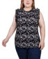 Фото #1 товара Plus Size Sleeveless Crepe Top with Chiffon Ruffles