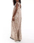 ASOS DESIGN maxi beach dress with tie shoulder detail in natural zebra print