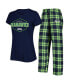 ფოტო #1 პროდუქტის Women's College Navy, Neon Green Seattle Seahawks Badge T-shirt and Pants Sleep Set