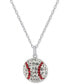 ფოტო #1 პროდუქტის Crystal Baseball 18" Pendant Necklace in Sterling Silver, Created for Macy's