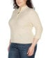 Фото #3 товара Black Label Plus Size Ribbed Quarter-Zip Sweater