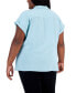 Фото #2 товара Plus Size Button-Down Rolled-Cuff Pocket-Front Top