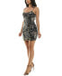 Фото #6 товара Juniors' Floral Sequin Sleeveless Bodycon Dress