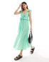 Vero Moda frill maxi dress with v neckline in green