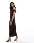 Фото #1 товара ASOS DESIGN fallen shoulder with twist plisse maxi dress in chocolate