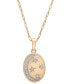 Фото #1 товара Diamond Moon & Stars Oval 18" Pendant Necklace (1/6 ct. t.w.) in 14k Gold, Created for Macy's