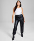 Фото #1 товара Women's High Rise Faux Leather Cargo Pants, Created for Macy's