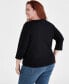 Women's Cotton 3/4-Sleeve Henley Tee, Created for Macy's