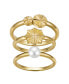 Фото #1 товара Cultured Pearl and Diamond-cut Flower 3-piece Ring Set