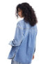 Фото #5 товара Stradivarius denim shacket in medium blue