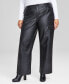 Фото #4 товара Trendy Plus Size Faux-Leather Cargo Pants, Created for Macy's