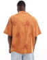 Bershka rustic embroidered shirt in orange