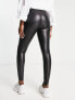 River Island faux leather zip detail trouser in black