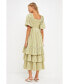 Women's Gingham Striped Multi Tiered Maxi