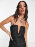 Фото #3 товара Kyo The Brand sequin cut out bust detail relaxed jumpsuit in black