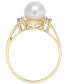 ფოტო #3 პროდუქტის Cultured Freshwater Pearl & Diamond (1/10 ct. t.w.) Ring in 14k Gold