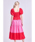 Фото #3 товара Women's Color Block Puff Sleeve Maxi Dress
