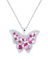Фото #1 товара Macy's multi-Gemstone (1-1/6 ct. t.w.) & Cubic Zirconia Butterfly 18" Pendant Necklace in Sterling Silver