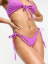 Фото #4 товара ASOS DESIGN checkerboard towelling tie side bikini bottom in purple