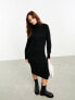 Фото #7 товара Vila roll neck knitted jumper midi dress in black