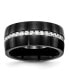 Фото #1 товара Stainless Steel Brushed Black IP-plated CZ 10mm Band Ring