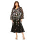 Фото #1 товара Women's Plus Size Puff Sleeve Embellished A Line Dress