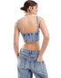 Miss Selfridge denim seamed cami top in blue acid waah