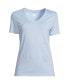 ფოტო #1 პროდუქტის Petite Relaxed Supima Cotton Short Sleeve V-Neck T-Shirt