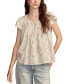 Women's Printed Smocked Top Egret Multi, XL - фото #1