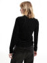 Фото #3 товара Monki long sleeve ribbed velour top in black