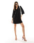 Фото #1 товара Vila ribbed t-shirt mini dress with bell sleeve in black