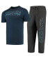 ფოტო #2 პროდუქტის Men's Heathered Charcoal, Navy Villanova Wildcats Meter T-shirt and Pants Sleep Set