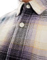 ASOS DESIGN extreme oversized brushed flannel check shirt in purple lila, 2XS - Chest 34 - фото #3