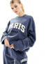 Фото #1 товара ASOS DESIGN oversized sweat with cream paris graphic in light navy