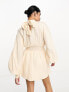 Pretty Lavish balloon sleeve mini dress in oyster