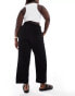 Фото #3 товара ONLY Curve tie waist wide leg linen trousers in black .