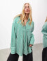 Фото #2 товара ASOS EDITION oversized cotton shirt in green stripe