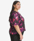 Фото #3 товара Plus Size Floral-Print Button-Front Blouse