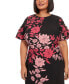 ფოტო #4 პროდუქტის Plus Size Printed Short-Sleeve Midi Dress