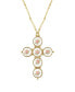 ფოტო #1 პროდუქტის Gold-Tone Pink Flower Decal Cross 30" Necklace