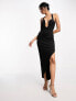 Фото #2 товара ASOS DESIGN minimal v wire twist back midi dress in black