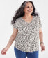 Style & Co Plus Size Smocked-Shoulder Flutter-Sleeve Top, Created for