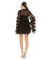 Women's High Neck Ruffle Bell Sleeve Trapeze Dress