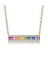 Фото #3 товара Sterling Silver Rainbow Cubic Zirconia Long Bar Pendant Necklace